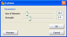 Cubism Effect menu